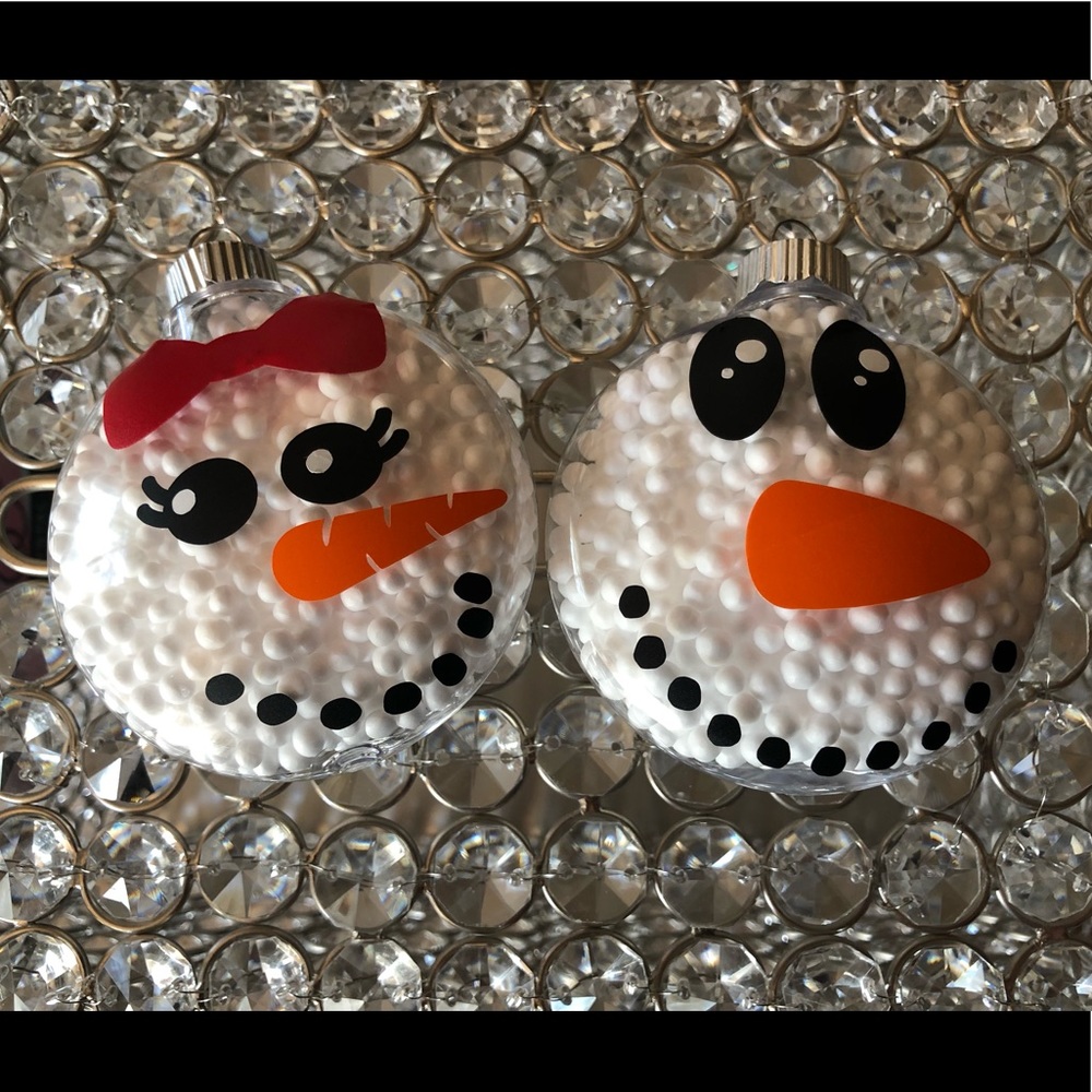 Handmade Mr. & Mrs. snowman ornament set